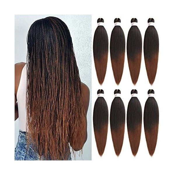 Xtrend 16 pouces naturel noir EZ Braids 8Packs Extensions de cheveux de tressage faciles pré-étirées pour Box Braids Cheveux 