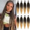 Xtrend 16 pouces naturel noir EZ Braids 8Packs Extensions de cheveux de tressage faciles pré-étirées pour Box Braids Cheveux 