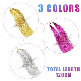 600 extensions de cheveux en fil scintillant,redresseurs de cheveux de fil,Extensions de cheveux raides colorées holographiqu