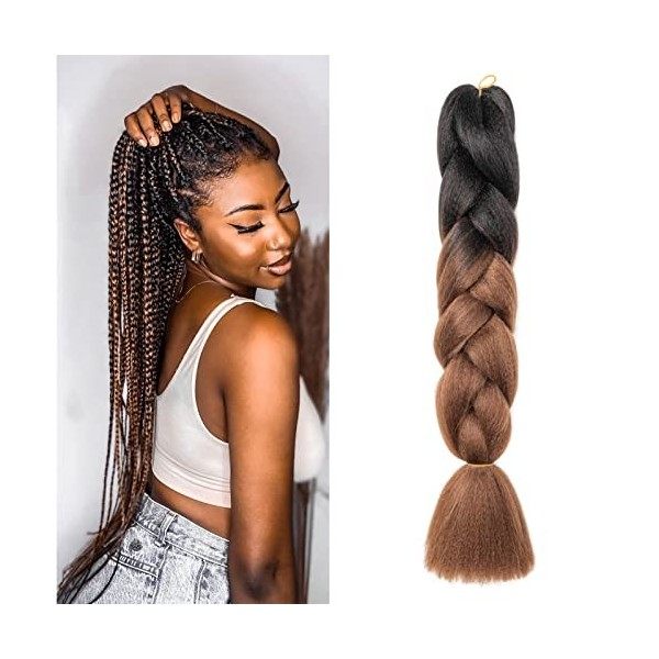 Gairyan Meches Tresse Cheveux 1 Paquet 24" Meches pour Tresses Africaine Rajout Cheveux Tresses Extension Dreadlocks Ombre Sy