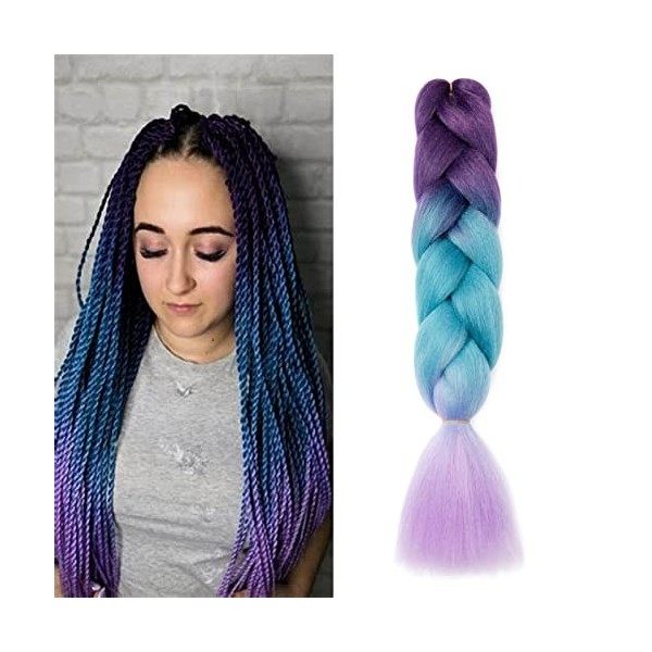 Gairyan Meches Tresse Cheveux 1 Paquet 24" Meches pour Tresses Africaine Rajout Cheveux Tresses Extension Dreadlocks Ombre Sy