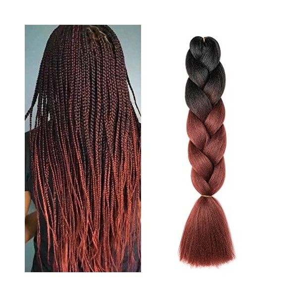 Gairyan Meches Tresse Cheveux 1 Paquet 24" Meches pour Tresses Africaine Rajout Cheveux Tresses Extension Dreadlocks Ombre Sy