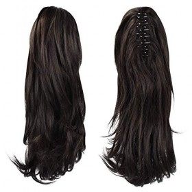 Sofeiyan 33cm Extension de cheval longue pince de queue bouclée dans lextension de cheveux de griffe postiche synthétique d