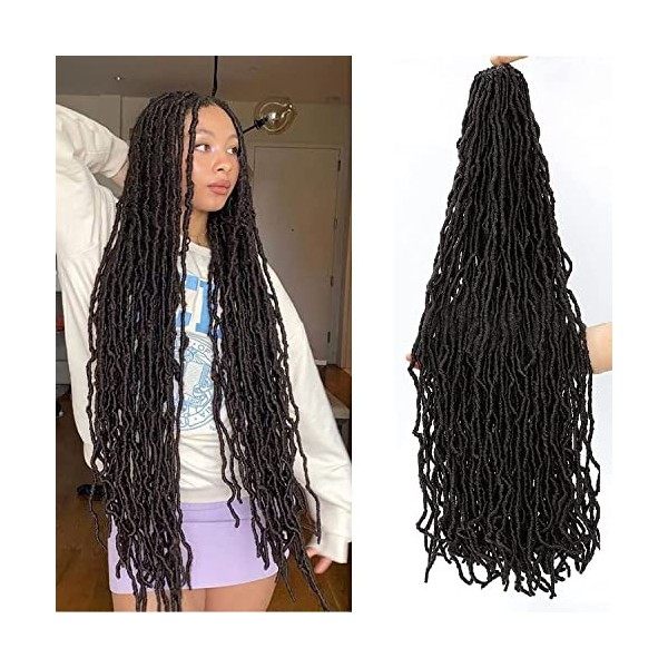 MLETULIPS Faux Locs Crochet Cheveux 24 pouces 6 paquets Pré-bouclés Doux Déesse Locs Bouclés Ondulés Crochet Tresses Cheveux 