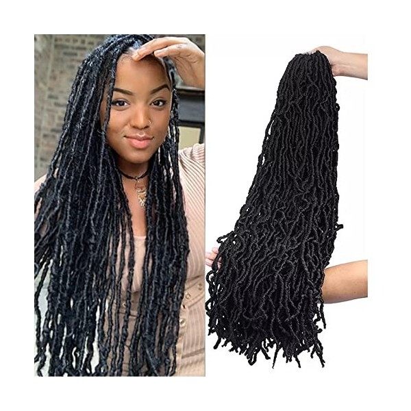 MLETULIPS Faux Locs Crochet Cheveux 24 pouces 6 paquets Pré-bouclés Doux Déesse Locs Bouclés Ondulés Crochet Tresses Cheveux 