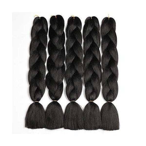 Showjarlly Rajout Meches Tresse Cheveux, 24"Ombre Jumbo Braids Tresse,5 Paquets,Africaine, Extension de Cheveux de Fibre Synt