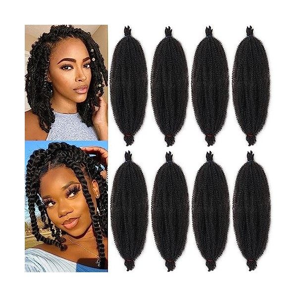 Xtrend 8 Packs 12 Pouces Doux Springy Afro Twist Cheveux Pré-Séparés Spring Twist Hair pour Faux Locs Naturel Noir Marley Twi