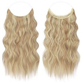 FESHFEN Extension Cheveux Fil Invisible Naturel Cheveux Longue Ondulés Fil Secrets Wire Hair Extension Cheveux Synthétique Ra