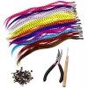 Reccisokz Kit D’extensions de cheveux synthétiques avec Extensions de Couleurs Vives Assorties, Perles et 1 Crochet 30 