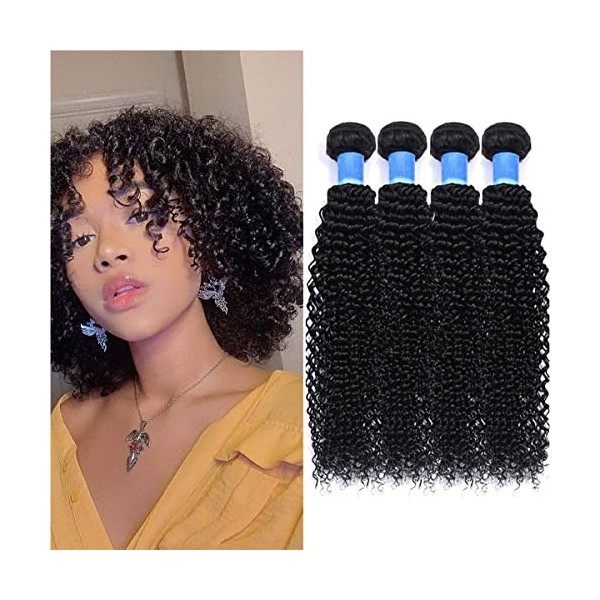 RICHAIR - Tissage Bresilien Boucle 8 Pouces 20.32cm ,Tissages Cheveux Humain Lot 3 Pieces,Meches Bresiliennes Naturel Noir 50