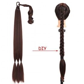 Extension de Queue de Cheval Tressée Cheveux Extensions Hair Extensions deCheveux Droites et Enveloppantes Queue de Cheval Na