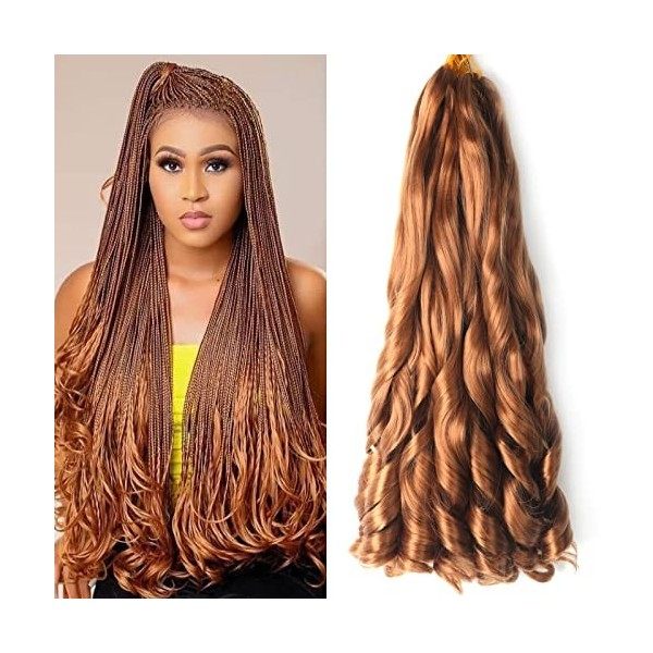 8 Packs French Curly Braiding Hair 22 Inch Loose Wave Spiral Curly Crochet Hair for Black Women Pre Stretched Braiding Hair w...