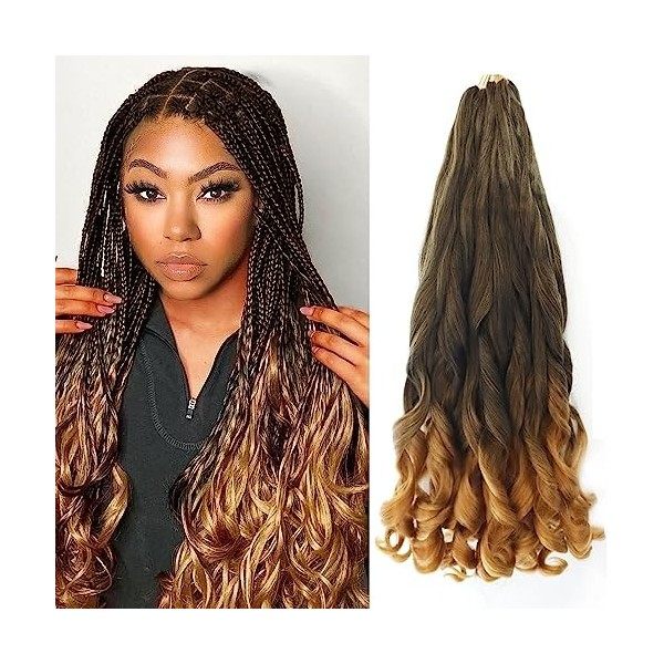 8 Packs French Curly Braiding Hair 22 Inch Loose Wave Spiral Curly Crochet Hair for Black Women Pre Stretched Braiding Hair w