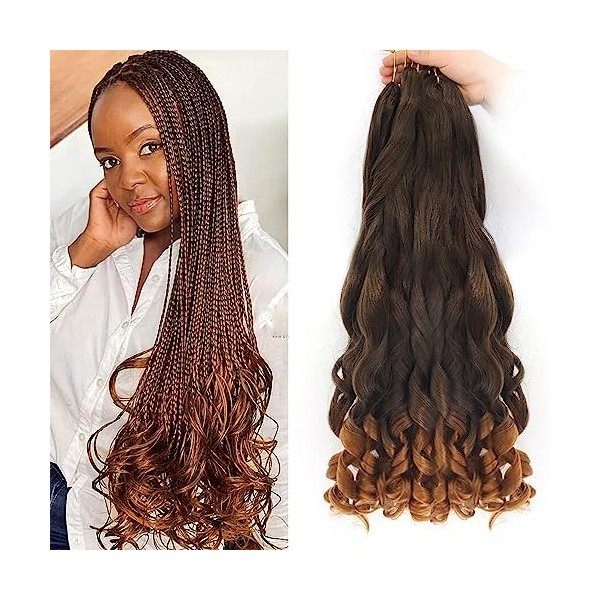 8 Packs French Curly Braiding Hair 22 Inch Loose Wave Spiral Curly Crochet Hair for Black Women Pre Stretched Braiding Hair w