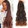 8 Packs French Curly Braiding Hair 22 Inch Loose Wave Spiral Curly Crochet Hair for Black Women Pre Stretched Braiding Hair w