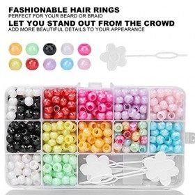 365pcs Cheveux Dreadlocks, Bijoux Dreadlocks Colorés, Cheveux Tressage Perles DIY Cheveux Barbe Décoration Accessoires