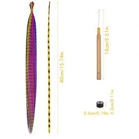 Extensions de Cheveux Colorés, Kit D’extensions de Cheveux Synthétiques de 45 cm avec 20 Multicolores Plumes de Couleurs Méla
