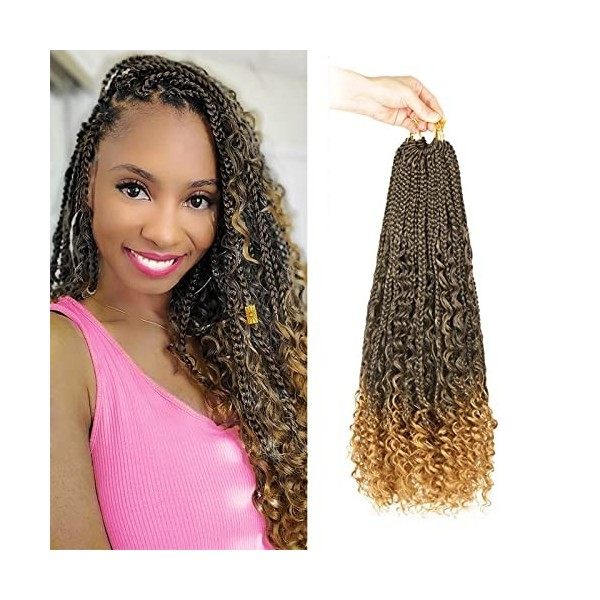 WoWCFyyds 8 Packs Crochet Braids Meches 14 pouces Goddess Box Tresses Crochet Cheveux Bouclés Extrémités 3X Synthétique Tress