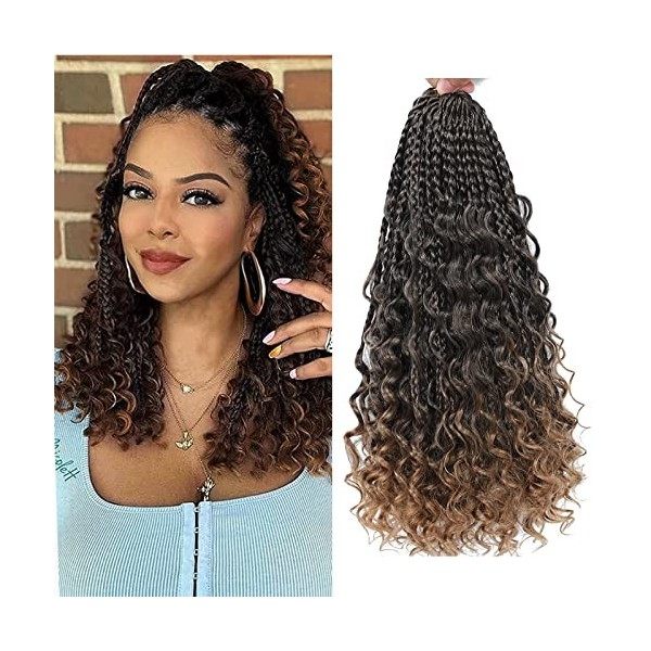 WoWCFyyds 8 Packs Crochet Braids Meches 14 pouces Goddess Box Tresses Crochet Cheveux Bouclés Extrémités 3X Synthétique Tress