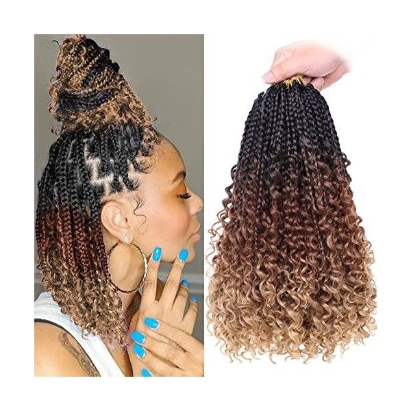 WoWCFyyds 8 Packs Crochet Braids Meches 14 pouces Goddess Box Tresses Crochet Cheveux Bouclés Extrémités 3X Synthétique Tress