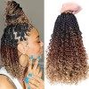 WoWCFyyds 8 Packs Crochet Braids Meches 14 pouces Goddess Box Tresses Crochet Cheveux Bouclés Extrémités 3X Synthétique Tress