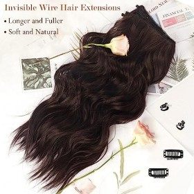 Sofeiyan Extension Cheveux Fil Invisible Naturels Longs Bouclés et Ondulés avec Trame en Dentelle Souple Extension de Cheveux