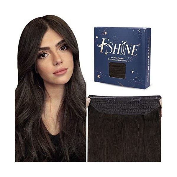 Fshine Fil Hair Extensions Brown Remy Hair 80g 18Pouces/45CM Fil on Hair Extension Tissage Marron Le Plus Foncé Cheveux Natur