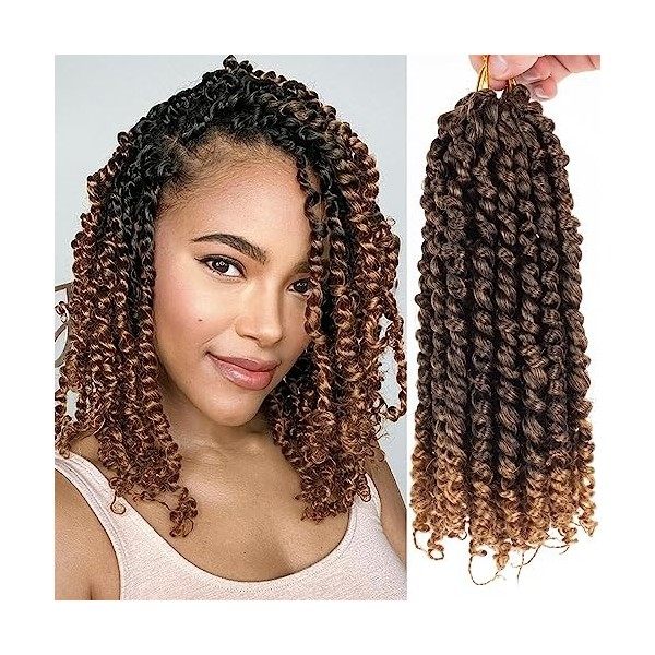 Leeven 20 Inch Passion Twist Crochet Hair Natural Black Pre Twisted Water Wave Crochet Hair 8 Packs Pre-looped Crochet Braidi