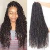 Leeven 20 Inch Passion Twist Crochet Hair Natural Black Pre Twisted Water Wave Crochet Hair 8 Packs Pre-looped Crochet Braidi