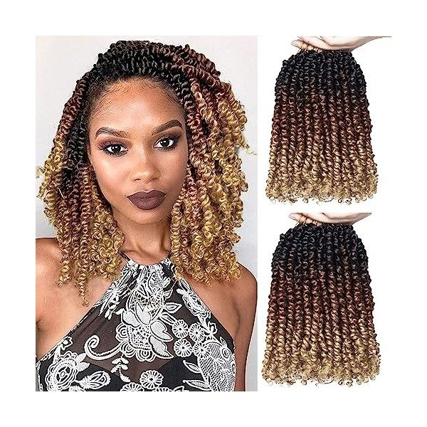 Leeven 20 Inch Passion Twist Crochet Hair Natural Black Pre Twisted Water Wave Crochet Hair 8 Packs Pre-looped Crochet Braidi