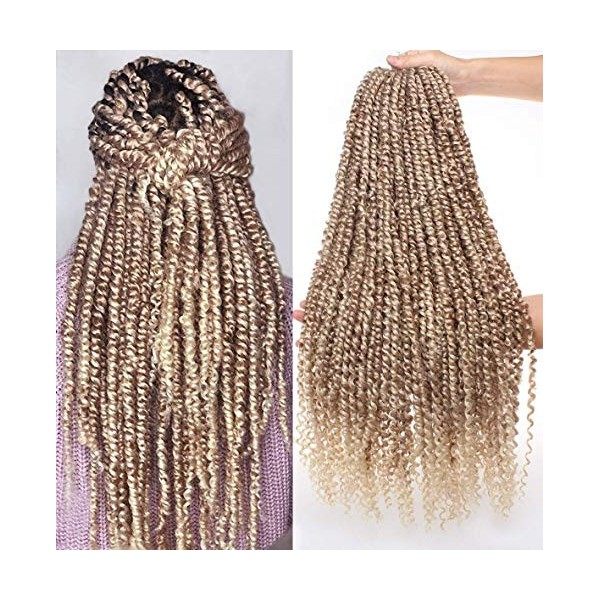 Leeven 20 Inch Passion Twist Crochet Hair Natural Black Pre Twisted Water Wave Crochet Hair 8 Packs Pre-looped Crochet Braidi