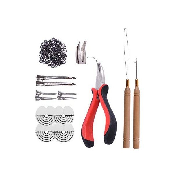 Kit pour extensions micro anneau en silicone pince pour extension plume cheveux Blond foncé 