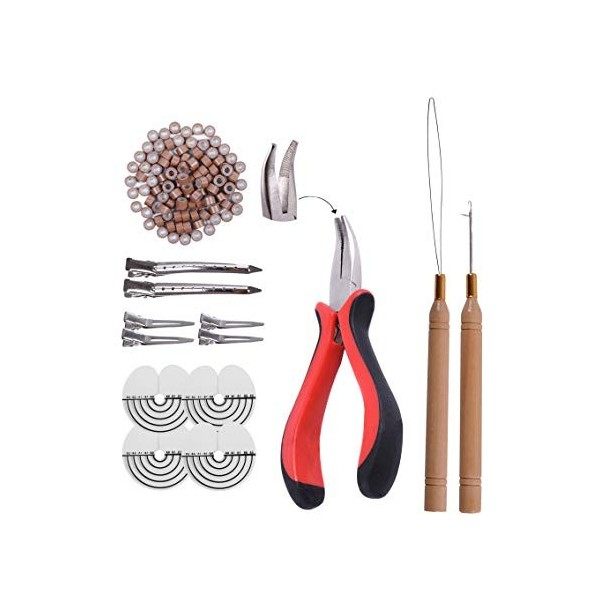 Kit pour extensions micro anneau en silicone pince pour extension plume cheveux Blond foncé 