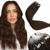 LaaVoo Easy Loop Extension Cheveux Humains Noir 1 50s/50g 14pouce/35cm Micro Ring Extension a Froid Cheveux Naturel Noir Jai