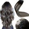 LaaVoo Easy Loop Extension Cheveux Humains Noir 1 50s/50g 14pouce/35cm Micro Ring Extension a Froid Cheveux Naturel Noir Jai