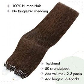 S-noilite Loops Extensions Cheveux Humains,50CM Extension a Froid Anneaux Cheveux Naturel Micro Bead Extension Cheveux a Froi