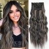 Clip in Hair Extension 24 Pouces 4Pcs Set Extensions Cheveux Clips, morceaux de cheveux pour femmes YDDM Fibres de cheveux sy