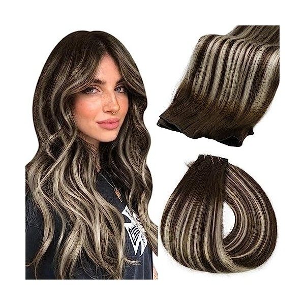 Fshine Génie Tissage Extensions Remy Hair Rouge Marron Génie Tissage Naturel Cheveux Humain Lisse 40cm 50g Génie Tissage De C