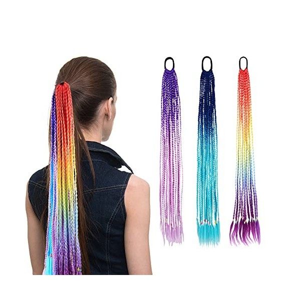 Extensions de Postiches Twist Tresses, Comius Sharp 36 Pièces Couleurs Dégradées Filles Postiche, Colorés Cheveux Tressés Col