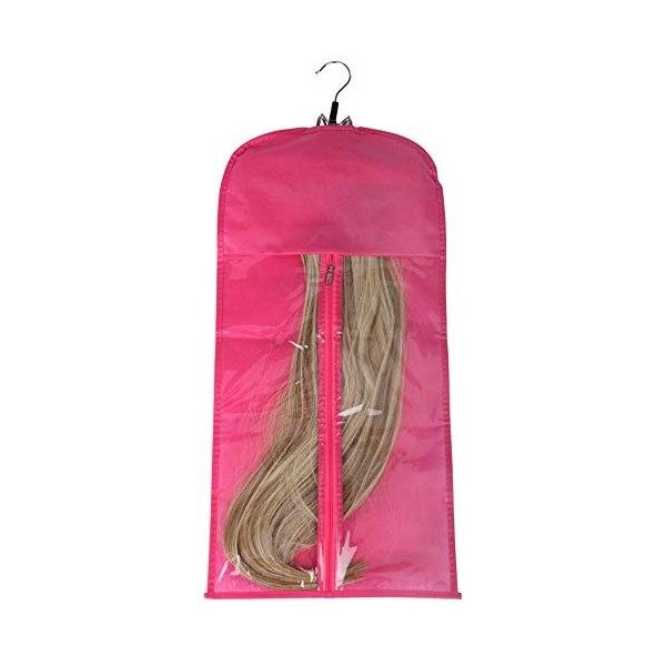 Sac de rangement anti-poussière pour extensions de cheveux avec cintre en bois - Étui de protection pour extensions de cheveu