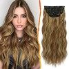 BARSDAR Bouclés Extensions de Cheveux à Clip, 5PCS Long Ondulé Clip dans les Extensions de Cheveux Naturel Doux Synthétique P