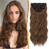 BARSDAR Bouclés Extensions de Cheveux à Clip, 5PCS Long Ondulé Clip dans les Extensions de Cheveux Naturel Doux Synthétique P