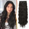 BARSDAR Bouclés Extensions de Cheveux à Clip, 5PCS Long Ondulé Clip dans les Extensions de Cheveux Naturel Doux Synthétique P