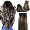 GOO GOO Extensions de cheveux, 7pcs 120g 35cm Clip Extensions de cheveux humains, Noir Naturel Extensions de cheveux naturels