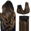 GOO GOO Extensions de cheveux, 7pcs 120g 35cm Clip Extensions de cheveux humains, Noir Naturel Extensions de cheveux naturels