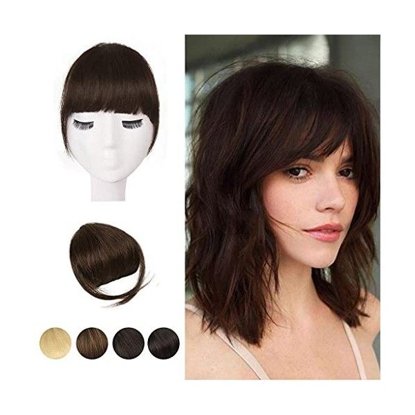 Frange a clip, BARSDAR 100% extensions de cheveux humains Clip en French Bangs Neat Bangs with Temples frange a clip cheveux 