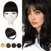 Frange a clip, BARSDAR 100% extensions de cheveux humains Clip en French Bangs Neat Bangs with Temples frange a clip cheveux 