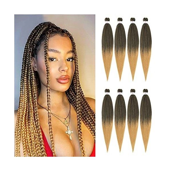 Beyond Beauty Cheveux de tressage pré-étirés EZ Braid,8 paquets-26 pouces EZ Braid Professional Hair Yaki Texture Extensions 