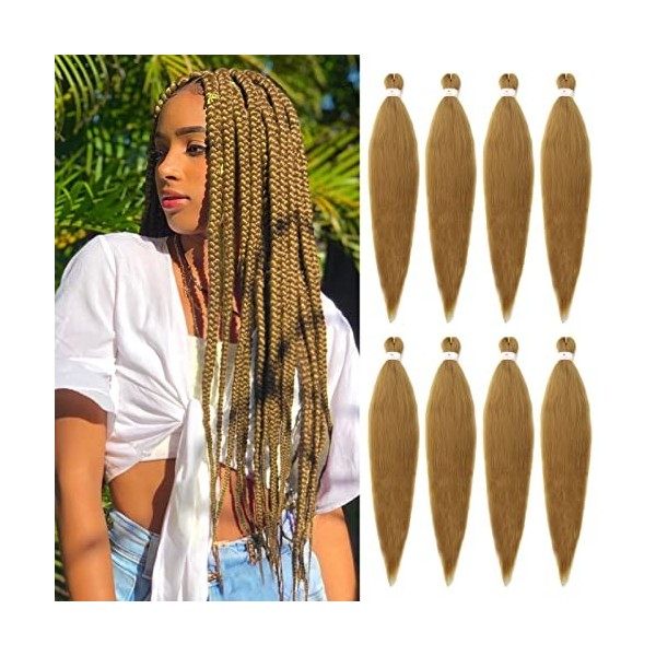 Beyond Beauty Cheveux de tressage pré-étirés EZ Braid,8 paquets-26 pouces EZ Braid Professional Hair Yaki Texture Extensions 