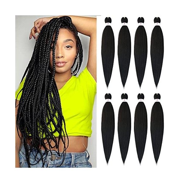 Beyond Beauty Cheveux de tressage pré-étirés EZ Braid,8 paquets-26 pouces EZ Braid Professional Hair Yaki Texture Extensions 